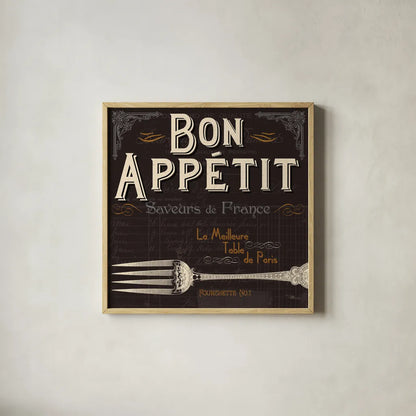 Flavors of France III by Pela Studio. Shown in a natural wood glass frame for a timeless modern aesthetic. Available as an archival giclee rolled canvas, fine art paper, or poster print. SKU 10987a.