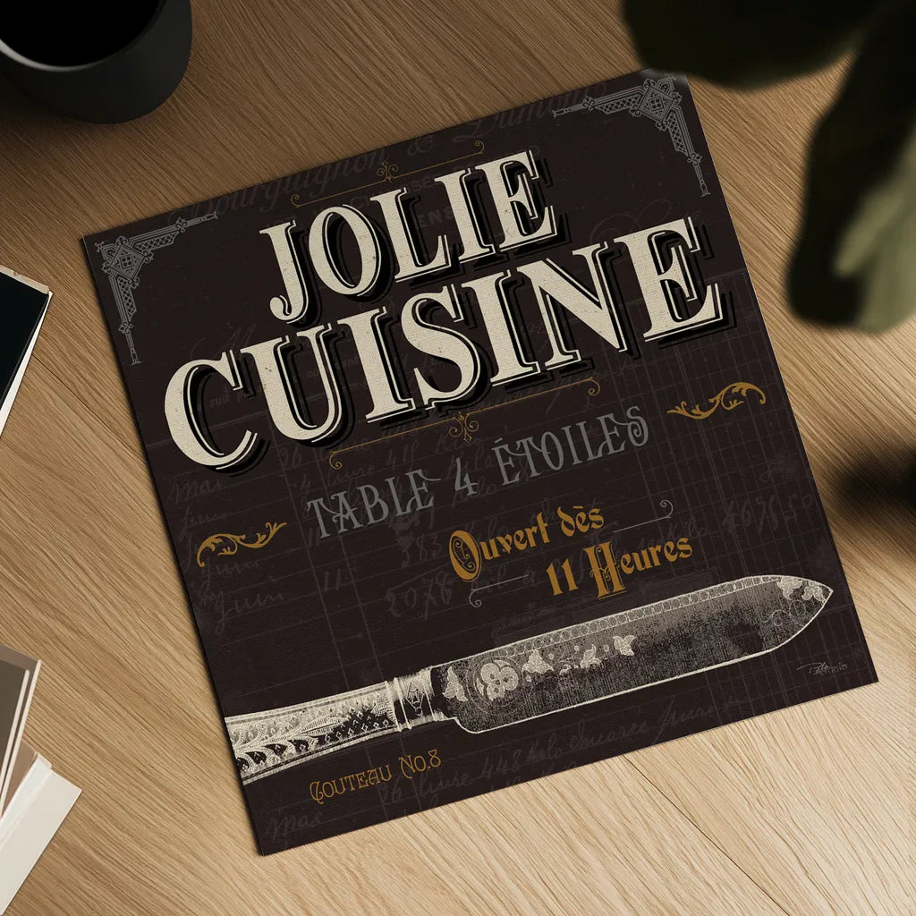 Flavors of France IV by Pela Studio. Shown as a detailed flat fine art print, highlighting archival giclee quality. Available as an archival giclee rolled canvas, fine art paper, or poster print. SKU 10988a.