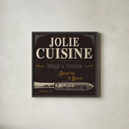 Flavors of France IV by Pela Studio. Shown in a sleek black glass frame for a contemporary gallery look. Available as an archival giclee rolled canvas, fine art paper, or poster print. SKU 10988a.