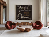 Flavors of France V by Pela Studio. Shown as extra-large giant wall art in a modern living room. Available as an archival giclee rolled canvas, fine art paper, or poster print. SKU 10989a.