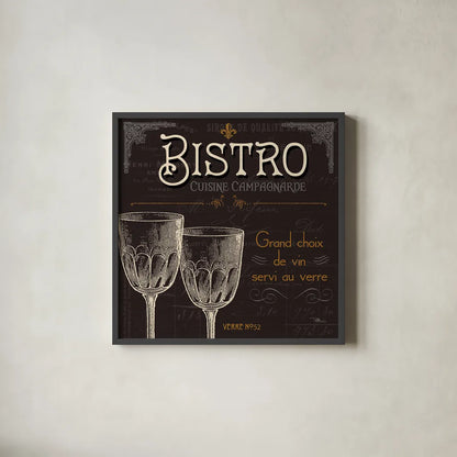 Flavors of France VI by Pela Studio. Shown in a sleek black glass frame for a contemporary gallery look. Available as an archival giclee rolled canvas, fine art paper, or poster print. SKU 10990a.