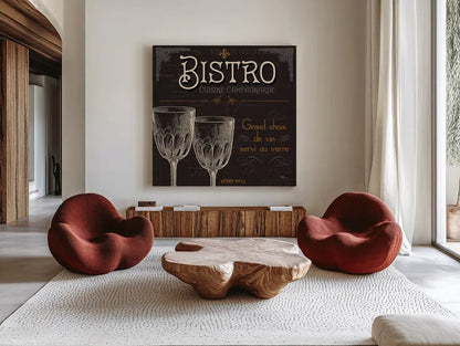 Flavors of France VI by Pela Studio. Shown as extra-large giant wall art in a modern living room. Available as an archival giclee rolled canvas, fine art paper, or poster print. SKU 10990a.