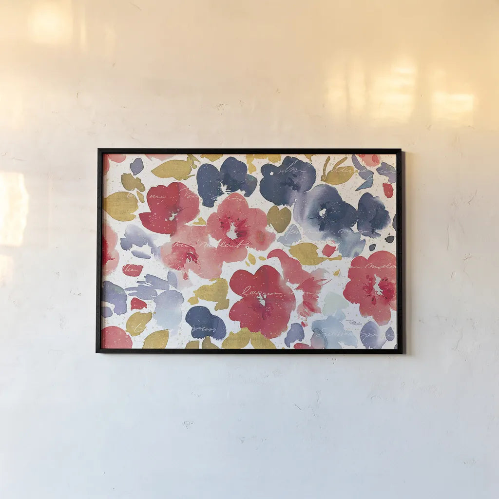 Floral Flow I by Pela Studio. shown as a paper print in a black flame. Available as a archival giclee rolled canvas, fine art paper, or poster print. SKU 49215i.