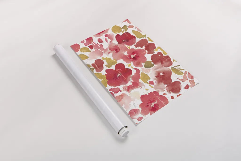 Floral Flow I Red Gold by Pela Studio. shown as a rolled paper print. Available as archival giclee rolled canvas, fine art paper, or poster print. SKU 55936i.