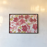 Floral Flow I Red Gold by Pela Studio. shown as a paper print in a black flame. Available as a archival giclee rolled canvas, fine art paper, or poster print. SKU 55936i.
