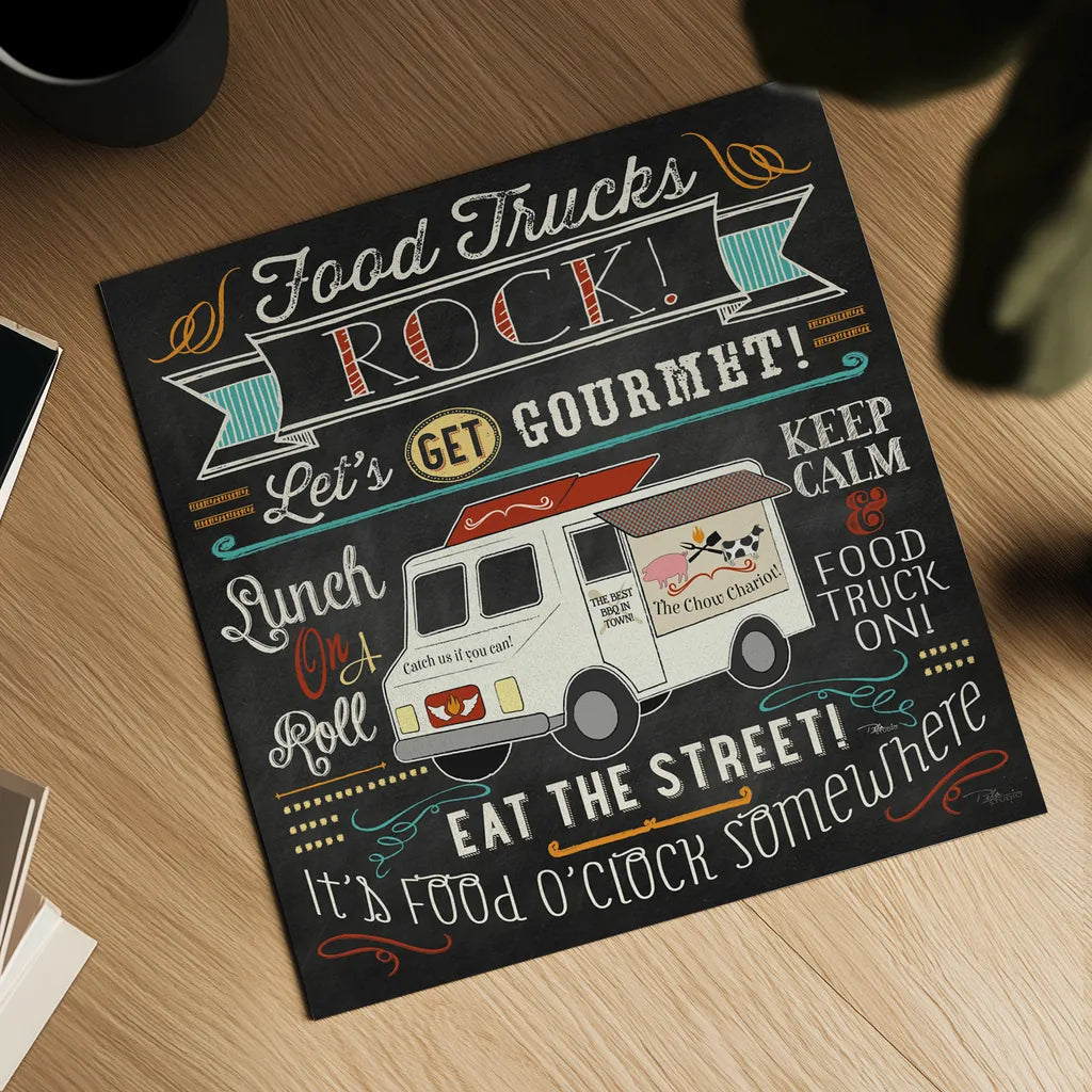 Food Truck Fan II by Pela Studio. Shown as a detailed flat fine art print, highlighting archival giclee quality. Available as an archival giclee rolled canvas, fine art paper, or poster print. SKU 21665a.