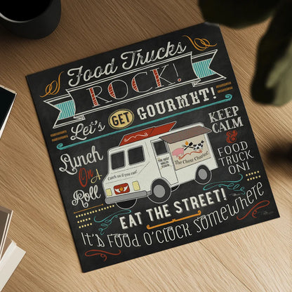 Food Truck Fan II by Pela Studio. Shown as a detailed flat fine art print, highlighting archival giclee quality. Available as an archival giclee rolled canvas, fine art paper, or poster print. SKU 21665a.