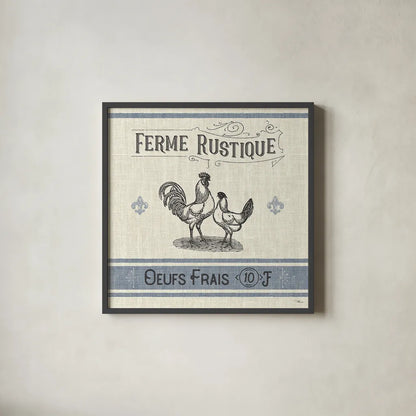 French Farmhouse II by Pela Studio. Shown in a sleek black glass frame for a contemporary gallery look. Available as an archival giclee rolled canvas, fine art paper, or poster print. SKU 45585a.