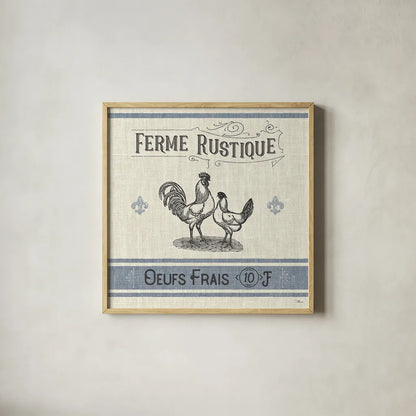 French Farmhouse II by Pela Studio. Shown in a natural wood glass frame for a timeless modern aesthetic. Available as an archival giclee rolled canvas, fine art paper, or poster print. SKU 45585a.