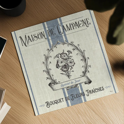 French Farmhouse IV by Pela Studio. Shown as a detailed flat fine art print, highlighting archival giclee quality. Available as an archival giclee rolled canvas, fine art paper, or poster print. SKU 45587a.