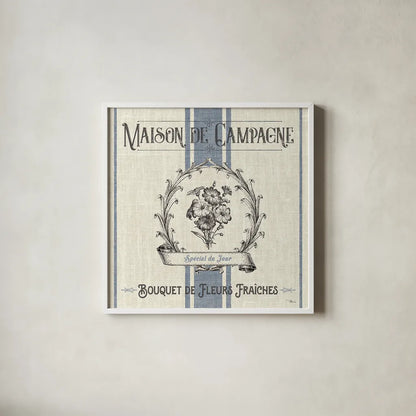 French Farmhouse IV by Pela Studio. Shown in a crisp white glass frame for a clean and minimalist style. Available as an archival giclee rolled canvas, fine art paper, or poster print. SKU 45587a.