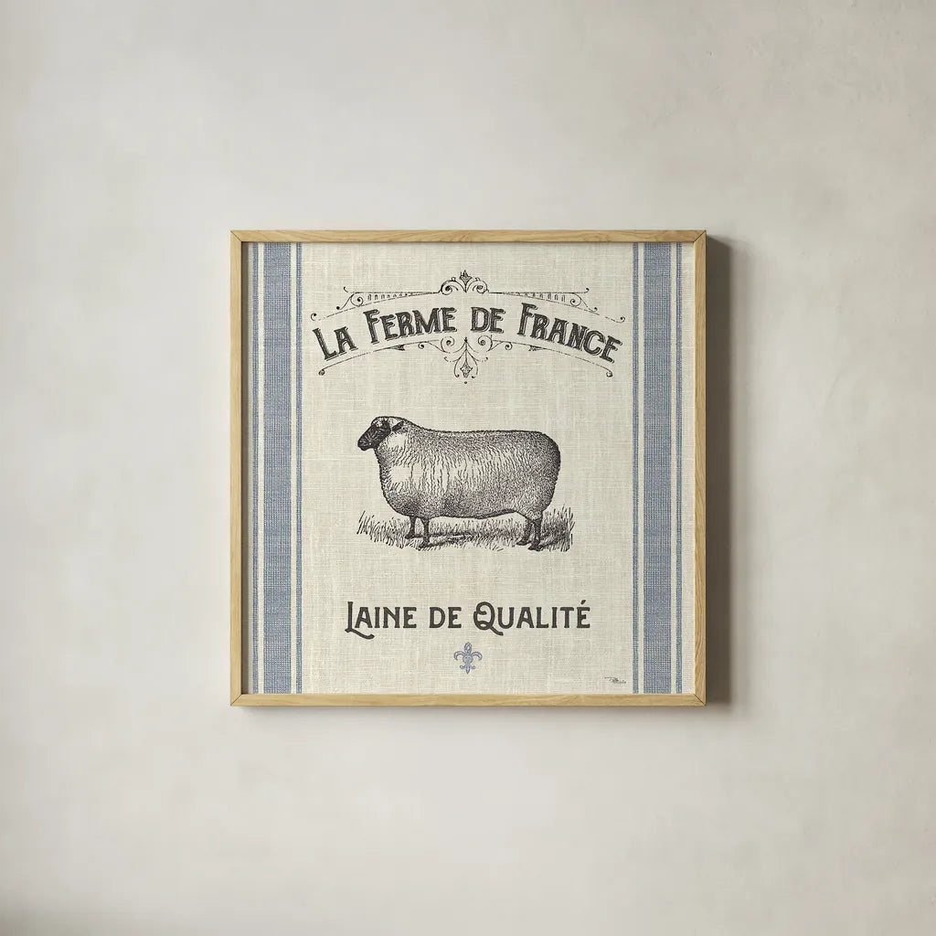 French Farmhouse V by Pela Studio. Shown in a natural wood glass frame for a timeless modern aesthetic. Available as an archival giclee rolled canvas, fine art paper, or poster print. SKU 45588a.