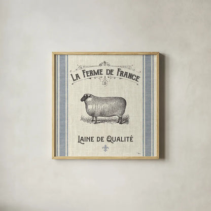 French Farmhouse V by Pela Studio. Shown in a natural wood glass frame for a timeless modern aesthetic. Available as an archival giclee rolled canvas, fine art paper, or poster print. SKU 45588a.