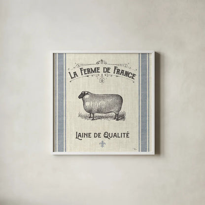 French Farmhouse V by Pela Studio. Shown in a crisp white glass frame for a clean and minimalist style. Available as an archival giclee rolled canvas, fine art paper, or poster print. SKU 45588a.