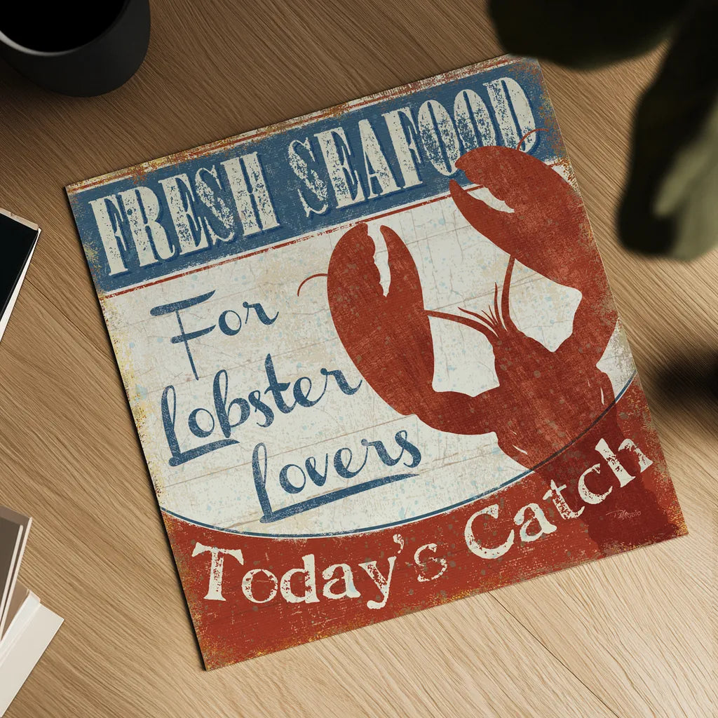 Fresh Seafood I by Pela Studio. Shown as a detailed flat fine art print, highlighting archival giclee quality. Available as an archival giclee rolled canvas, fine art paper, or poster print. SKU 11278a.