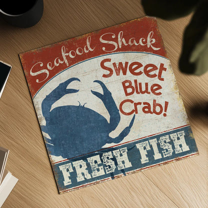 Fresh Seafood II by Pela Studio. Shown as a detailed flat fine art print, highlighting archival giclee quality. Available as an archival giclee rolled canvas, fine art paper, or poster print. SKU 11279a.