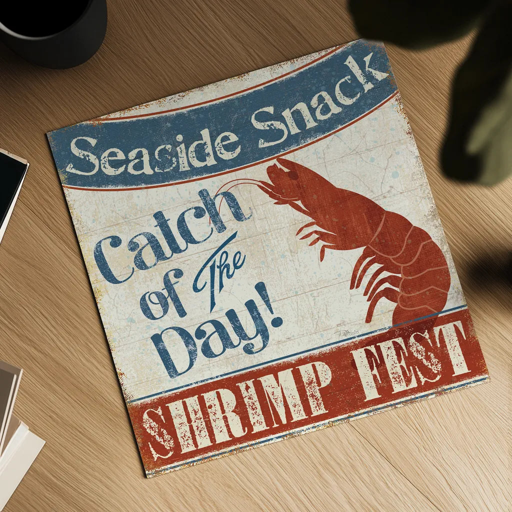 Fresh Seafood III by Pela Studio. Shown as a detailed flat fine art print, highlighting archival giclee quality. Available as an archival giclee rolled canvas, fine art paper, or poster print. SKU 11280a.