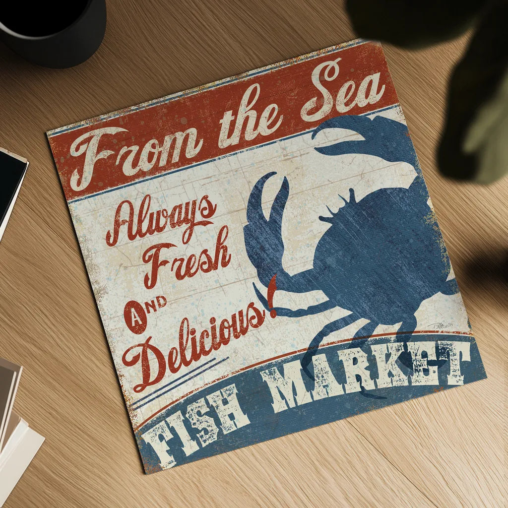 Fresh Seafood IV by Pela Studio. Shown as a detailed flat fine art print, highlighting archival giclee quality. Available as an archival giclee rolled canvas, fine art paper, or poster print. SKU 11281a.