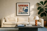 Fresh Seafood IV by Pela Studio. Displayed in a glass frame with matte in a clean modern living room. Available as an archival giclee rolled canvas, fine art paper, or poster print. SKU 11281a.