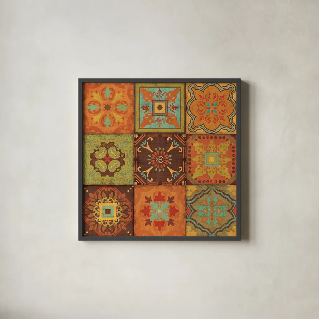 From India III by Pela Studio. Shown in a sleek black glass frame for a contemporary gallery look. Available as an archival giclee rolled canvas, fine art paper, or poster print. SKU 9235a.