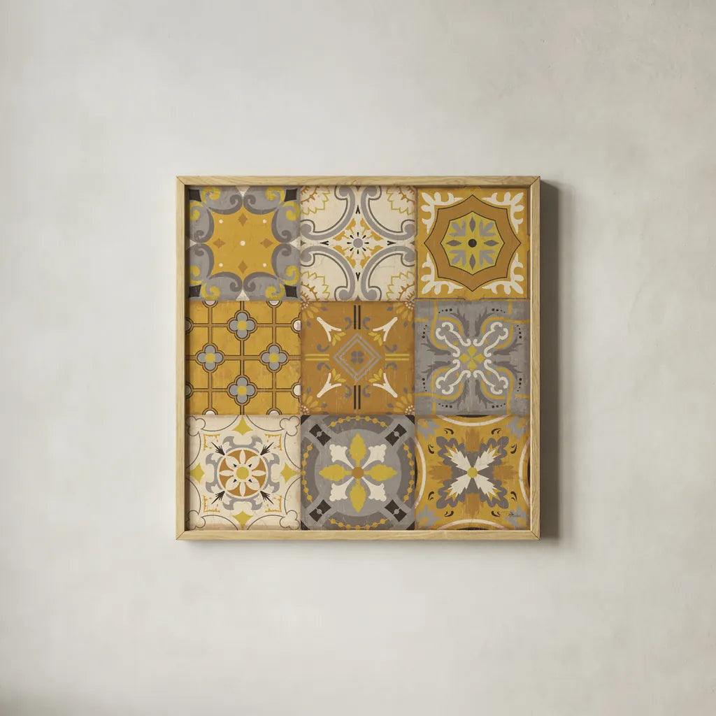 Golden Glow II by Pela Studio. Shown in a natural wood glass frame for a timeless modern aesthetic. Available as an archival giclee rolled canvas, fine art paper, or poster print. SKU 10487a.