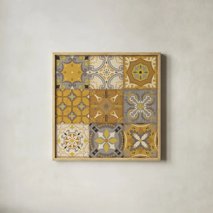 Golden Glow II by Pela Studio. Shown in a natural wood glass frame for a timeless modern aesthetic. Available as an archival giclee rolled canvas, fine art paper, or poster print. SKU 10487a.