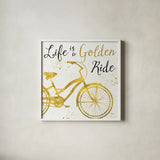 Golden Ride I by Pela Studio. Shown in a crisp white glass frame for a clean and minimalist style. Available as an archival giclee rolled canvas, fine art paper, or poster print. SKU 18010a.