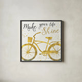 Golden Ride II by Pela Studio. Shown in a sleek black glass frame for a contemporary gallery look. Available as an archival giclee rolled canvas, fine art paper, or poster print. SKU 18011a.