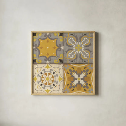 Gray Glow Square 4 Up by Pela Studio. Shown in a natural wood glass frame for a timeless modern aesthetic. Available as an archival giclee rolled canvas, fine art paper, or poster print. SKU 12300a.