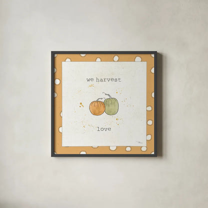 Harvest Cuties I Step 02C by Pela Studio. Shown in a sleek black glass frame for a contemporary gallery look. Available as an archival giclee rolled canvas, fine art paper, or poster print. SKU 47508a.