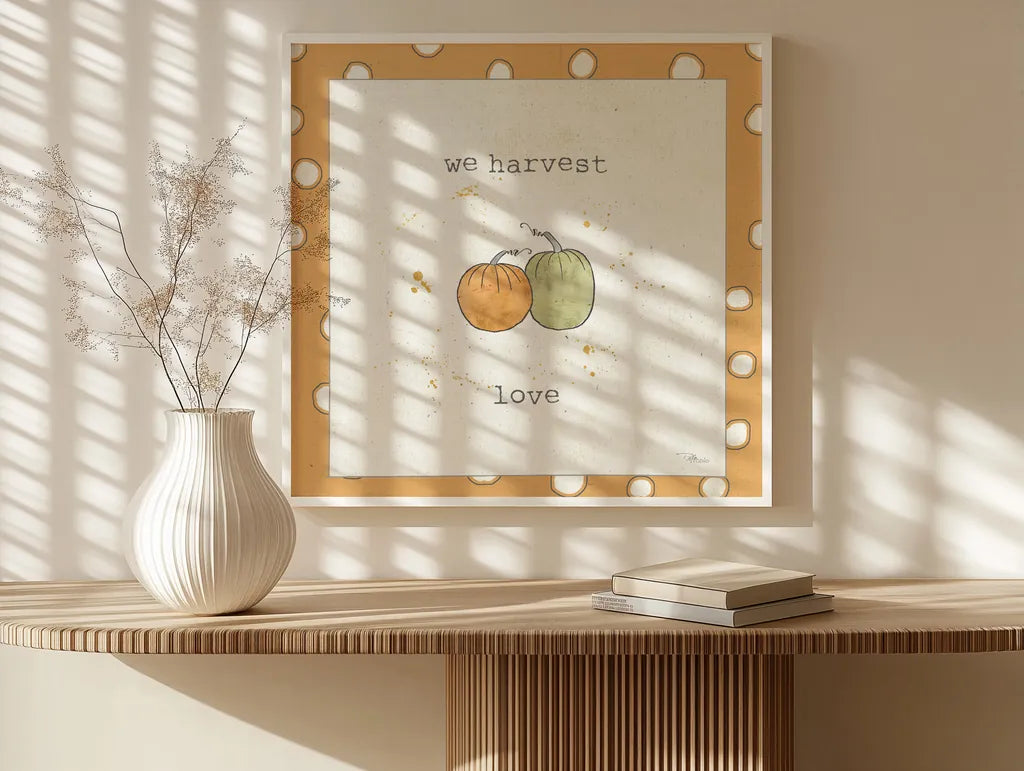 Harvest Cuties I Step 02C by Pela Studio. shown as a paper print in a white frame. Available as a archival giclee rolled canvas, fine art paper, or poster print. SKU 47508a.