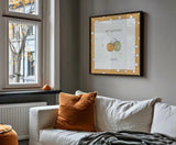Harvest Cuties I Step 02C by Pela Studio. Shown as wall art in an apartment studio setting. Available as an archival giclee rolled canvas, fine art paper, or poster print. SKU 47508a.