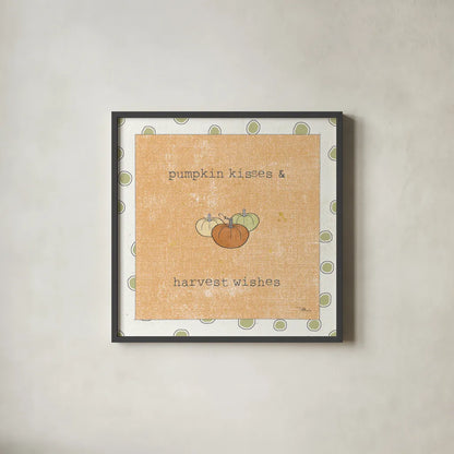 Harvest Cuties III Orange by Pela Studio. Shown in a sleek black glass frame for a contemporary gallery look. Available as an archival giclee rolled canvas, fine art paper, or poster print. SKU 47510a.