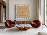 Harvest Cuties III Orange by Pela Studio. Shown as extra-large giant wall art in a modern living room. Available as an archival giclee rolled canvas, fine art paper, or poster print. SKU 47510a.