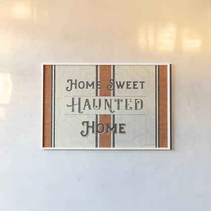 Home Sweet Haunted Home by Pela Studio. shown as a paper print in a white frame. Available as a archival giclee rolled canvas, fine art paper, or poster print. SKU 57875i.
