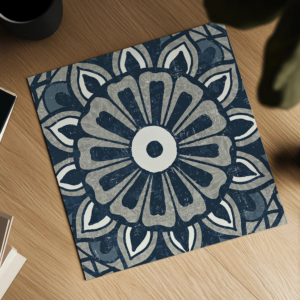 Inspired India Blue IV by Pela Studio. Shown as a detailed flat fine art print, highlighting archival giclee quality. Available as an archival giclee rolled canvas, fine art paper, or poster print. SKU 21055a.