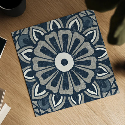 Inspired India Blue IV by Pela Studio. Shown as a detailed flat fine art print, highlighting archival giclee quality. Available as an archival giclee rolled canvas, fine art paper, or poster print. SKU 21055a.