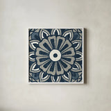 Inspired India Blue IV by Pela Studio. Shown in a crisp white glass frame for a clean and minimalist style. Available as an archival giclee rolled canvas, fine art paper, or poster print. SKU 21055a.