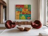 Kitchen It I by Pela Studio. Shown as extra-large giant wall art in a modern living room. Available as an archival giclee rolled canvas, fine art paper, or poster print. SKU 10720a.