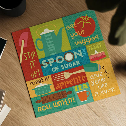 Kitchen It II by Pela Studio. Shown as a detailed flat fine art print, highlighting archival giclee quality. Available as an archival giclee rolled canvas, fine art paper, or poster print. SKU 10721a.