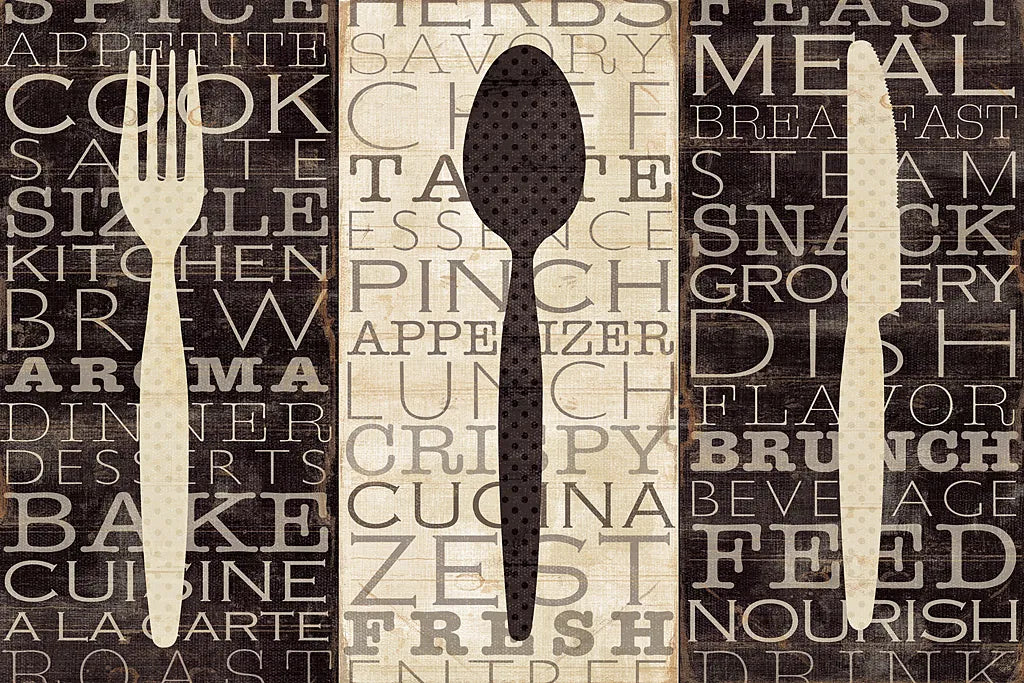 Kitchen Words Trio by Pela Studio. SKU 7317i. Archival Giclee Fine art print for wall decor.