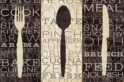 Kitchen Words Trio by Pela Studio. SKU 7317i. Archival Giclee Fine art print for wall decor.