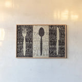 Kitchen Words Trio by Pela Studio. shown as a paper print in a natural frame. Available as a archival giclee rolled canvas, fine art paper, or poster print. SKU 7317i.