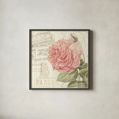 La Vie En Rose II by Pela Studio. Shown in a sleek black glass frame for a contemporary gallery look. Available as an archival giclee rolled canvas, fine art paper, or poster print. SKU 8973a.