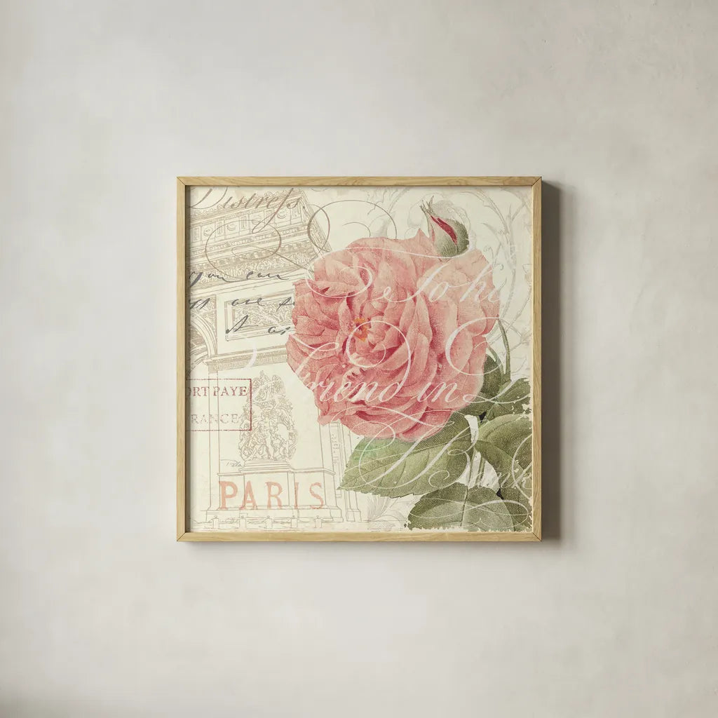 La Vie En Rose II by Pela Studio. Shown in a natural wood glass frame for a timeless modern aesthetic. Available as an archival giclee rolled canvas, fine art paper, or poster print. SKU 8973a.