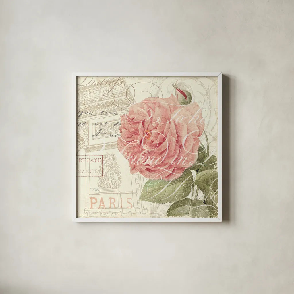 La Vie En Rose II by Pela Studio. Shown in a crisp white glass frame for a clean and minimalist style. Available as an archival giclee rolled canvas, fine art paper, or poster print. SKU 8973a.