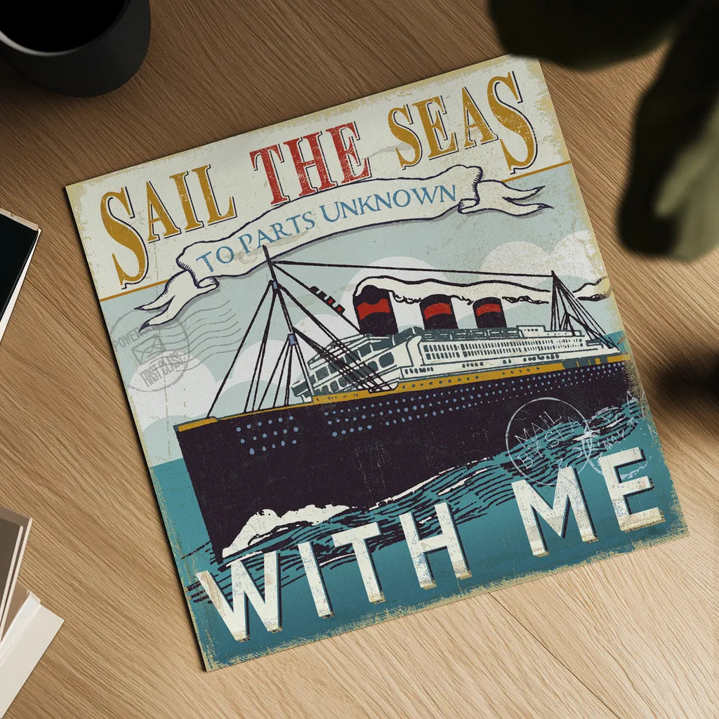 Lets Travel I by Pela Studio. Shown as a detailed flat fine art print, highlighting archival giclee quality. Available as an archival giclee rolled canvas, fine art paper, or poster print. SKU 10861a.