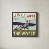 Lets Travel II by Pela Studio. Shown in a sleek black glass frame for a contemporary gallery look. Available as an archival giclee rolled canvas, fine art paper, or poster print. SKU 10862a.