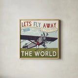 Lets Travel II by Pela Studio. Shown in a natural wood glass frame for a timeless modern aesthetic. Available as an archival giclee rolled canvas, fine art paper, or poster print. SKU 10862a.