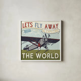 Lets Travel II by Pela Studio. Shown in a crisp white glass frame for a clean and minimalist style. Available as an archival giclee rolled canvas, fine art paper, or poster print. SKU 10862a.